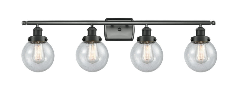 Innovations 916-4W-BK-G204-6 Four Light Bath Vanity, Matte Black