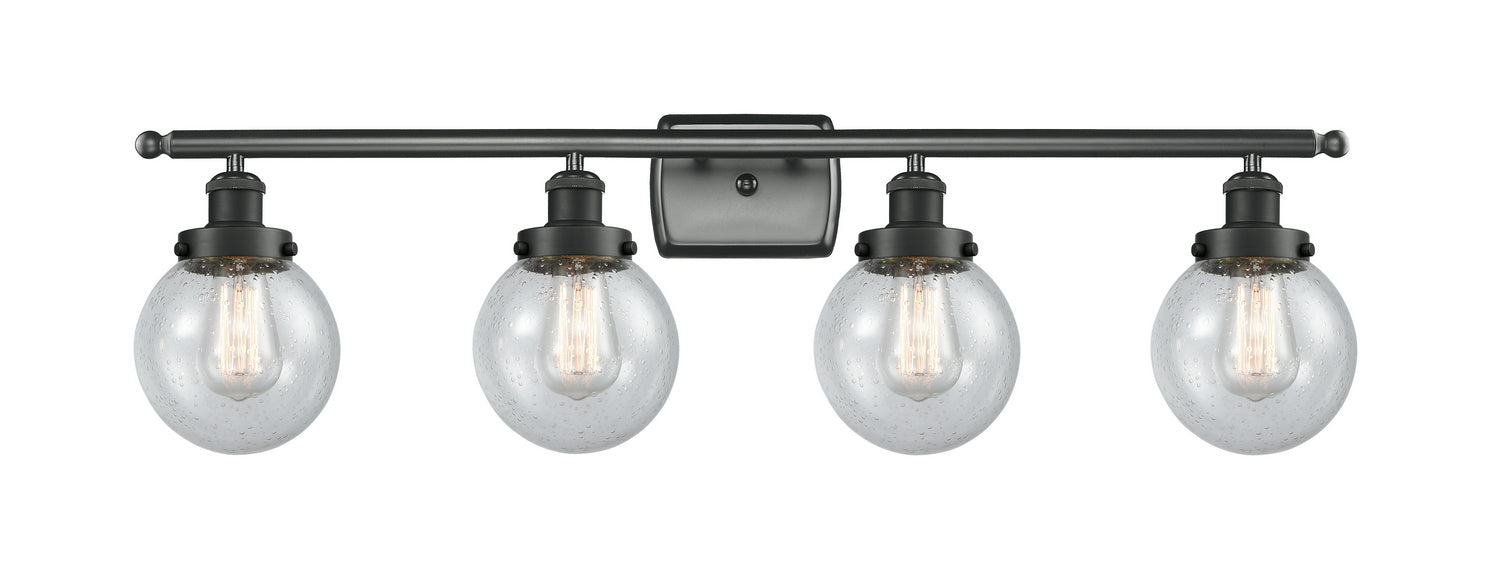 Innovations 916-4W-BK-G204-6 Four Light Bath Vanity, Matte Black
