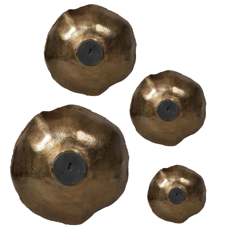 Uttermost 04299 Wall Bowls, S/4, Vintage Brass