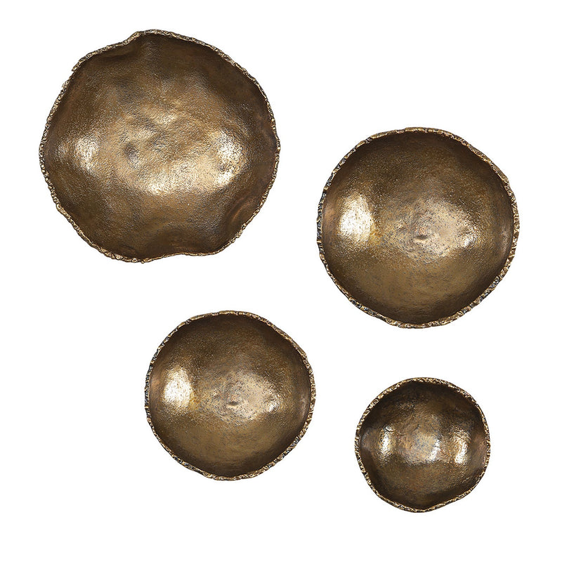 Uttermost 04299 Wall Bowls, S/4, Vintage Brass