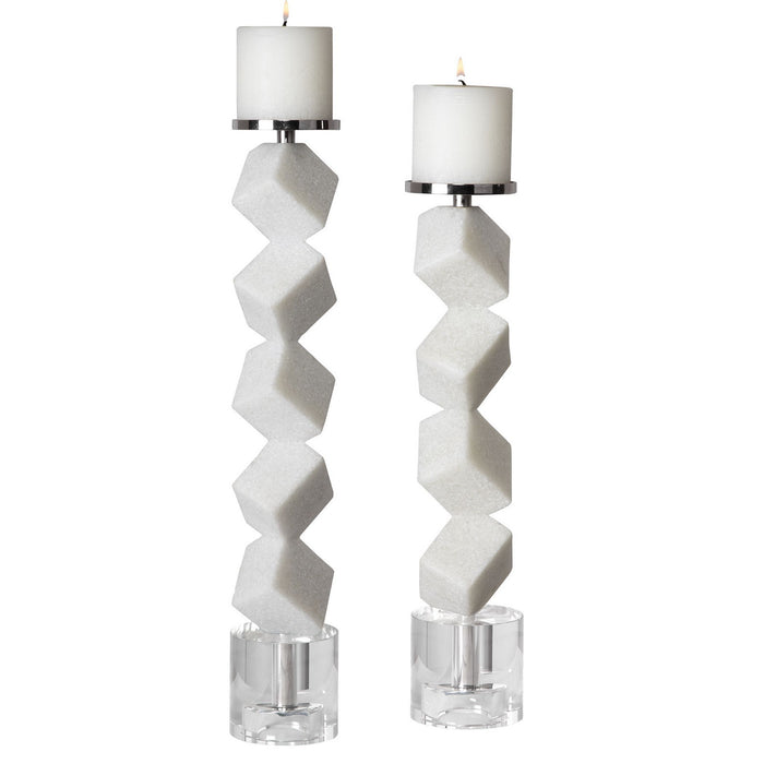 Uttermost 17969 Candleholders, S/2, Polished Nickel