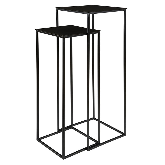 Uttermost 25121 Nesting Pedestal Tables, S/2, Aged Black Iron