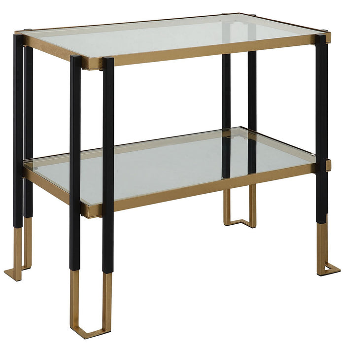 Uttermost 25138 Side Table, Matte Black And Brushed Gold