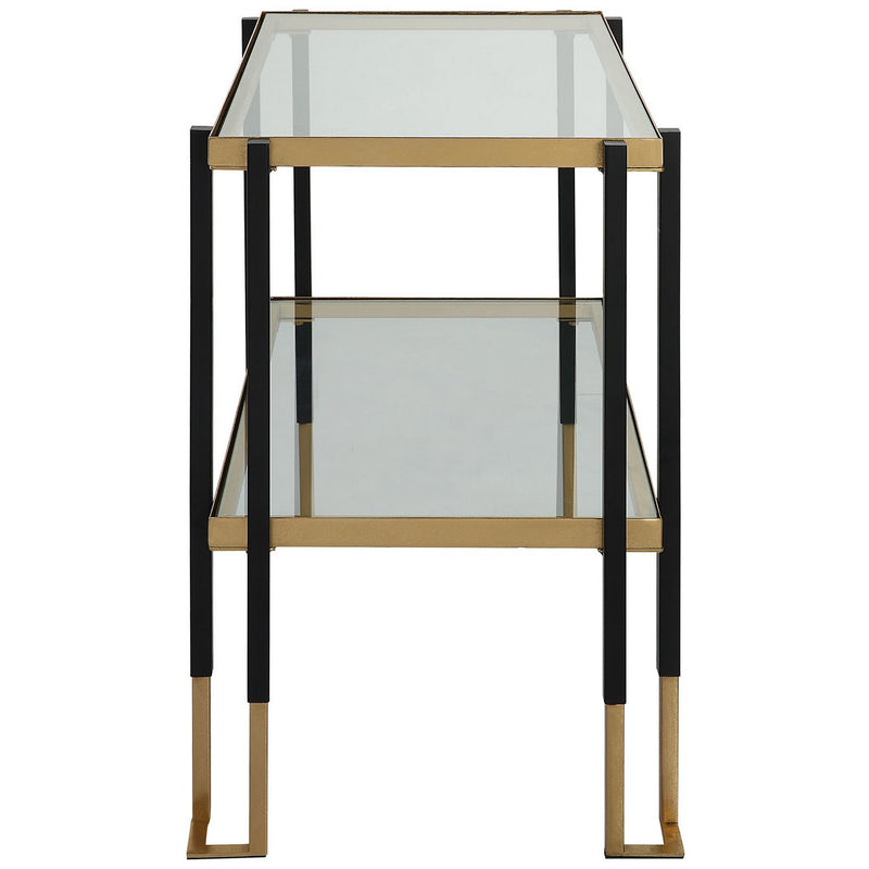 Uttermost 25138 Side Table, Matte Black And Brushed Gold