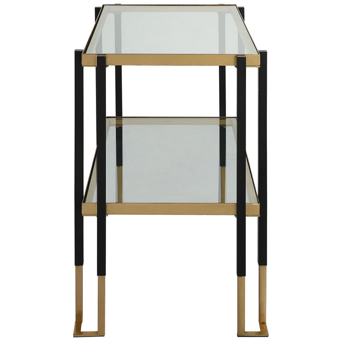 Uttermost 25138 Side Table, Matte Black And Brushed Gold
