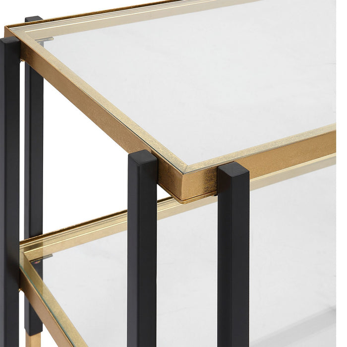Uttermost 25138 Side Table, Matte Black And Brushed Gold