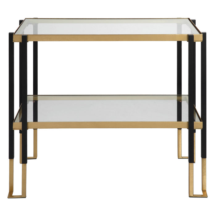 Uttermost 25138 Side Table, Matte Black And Brushed Gold