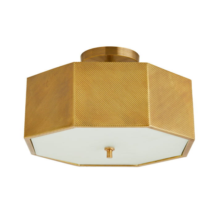 Arteriors 44763 Two Light Semi-Flush Mount, Antique Brass