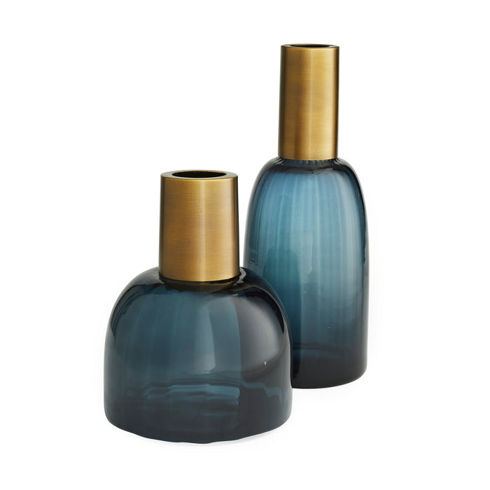 Arteriors 4868 Vases, Set of 2, Navy Optic