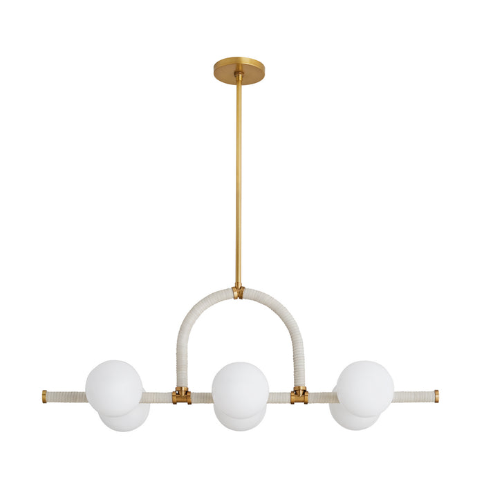 Arteriors 89467 Six Light Linear Chandelier, Antique Brass