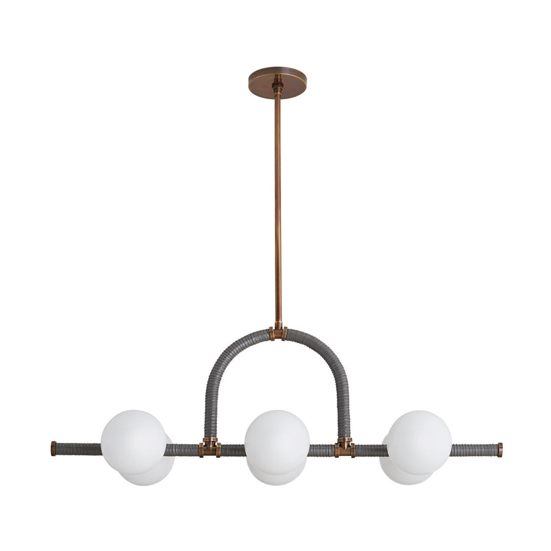 Arteriors 89469 Six Light Linear Chandelier, Heritage Brass