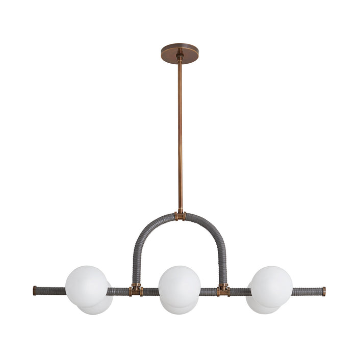 Arteriors 89469 Six Light Linear Chandelier, Heritage Brass