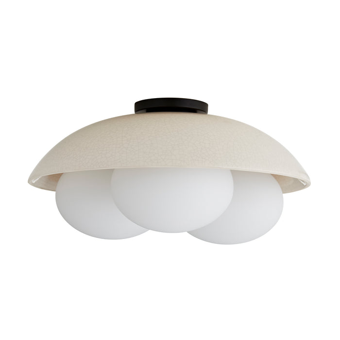 Arteriors DA49004 Three Light Flushmount, Ivory Stained Crackle