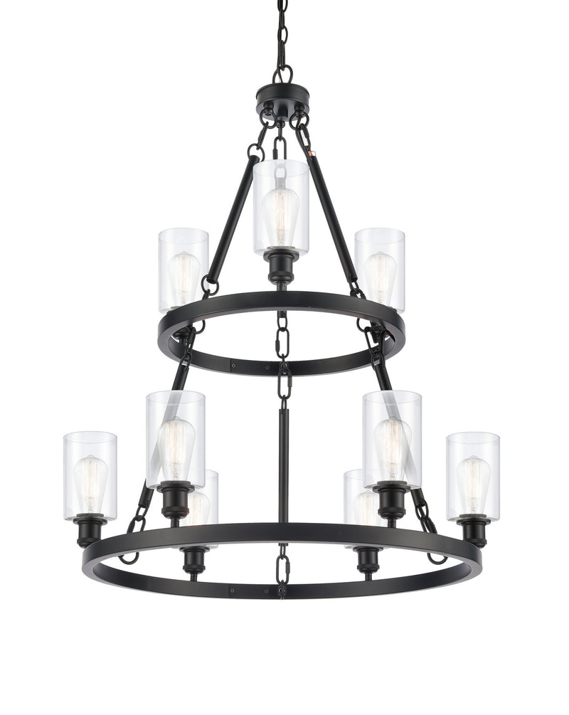 Innovations 8203-BK-G802 Nine Light Chandelier, Matte Black