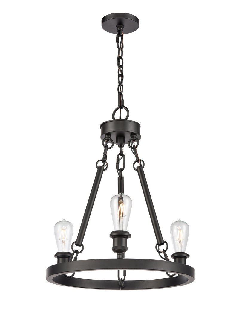 Innovations 820-BK Three Light Chandelier, Matte Black