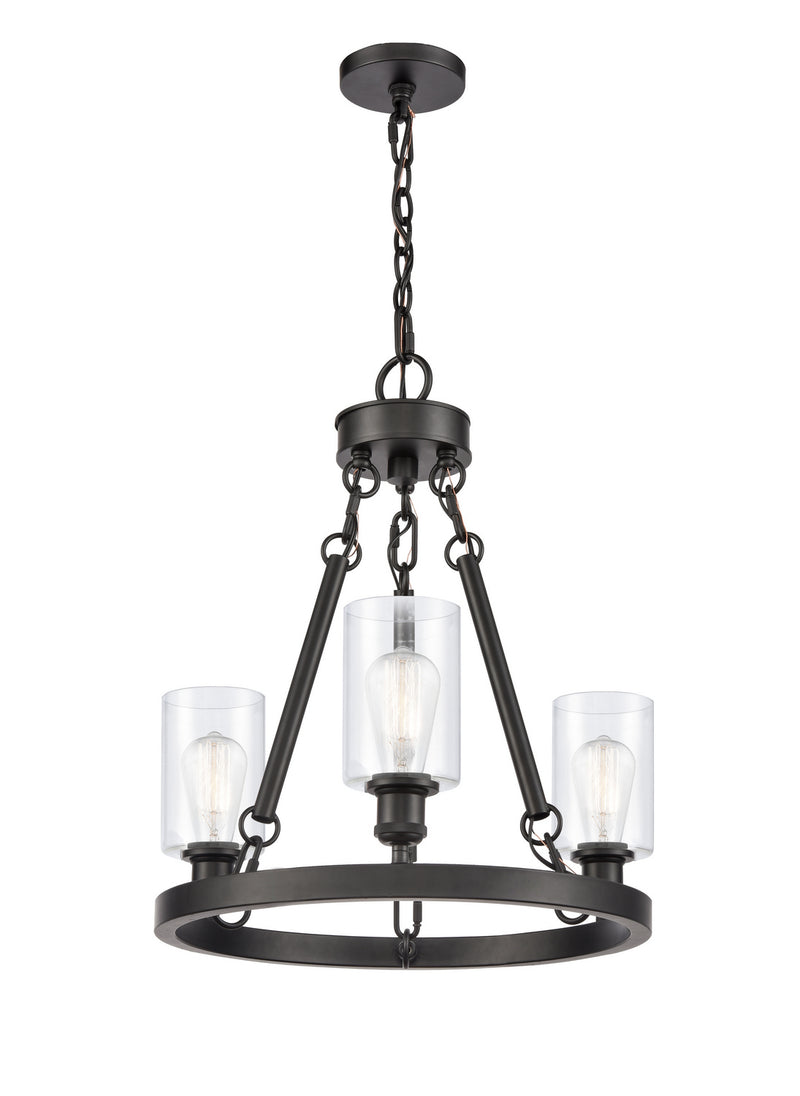 Innovations 820-BK-G802 Three Light Chandelier, Matte Black