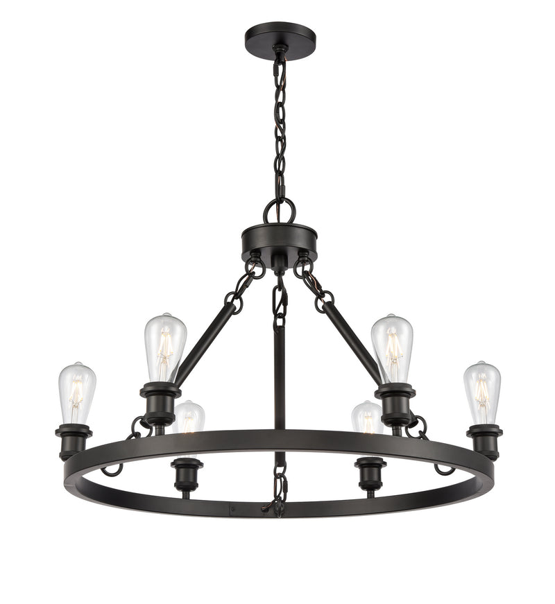 Innovations 830-BK Six Light Chandelier, Matte Black