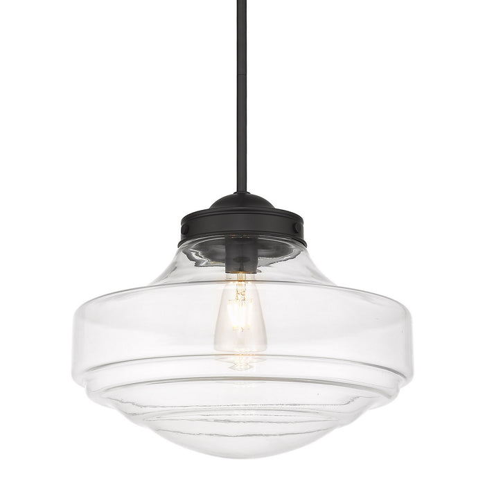 Golden 0508-L BLK-CLR One Light Pendant, Matte Black