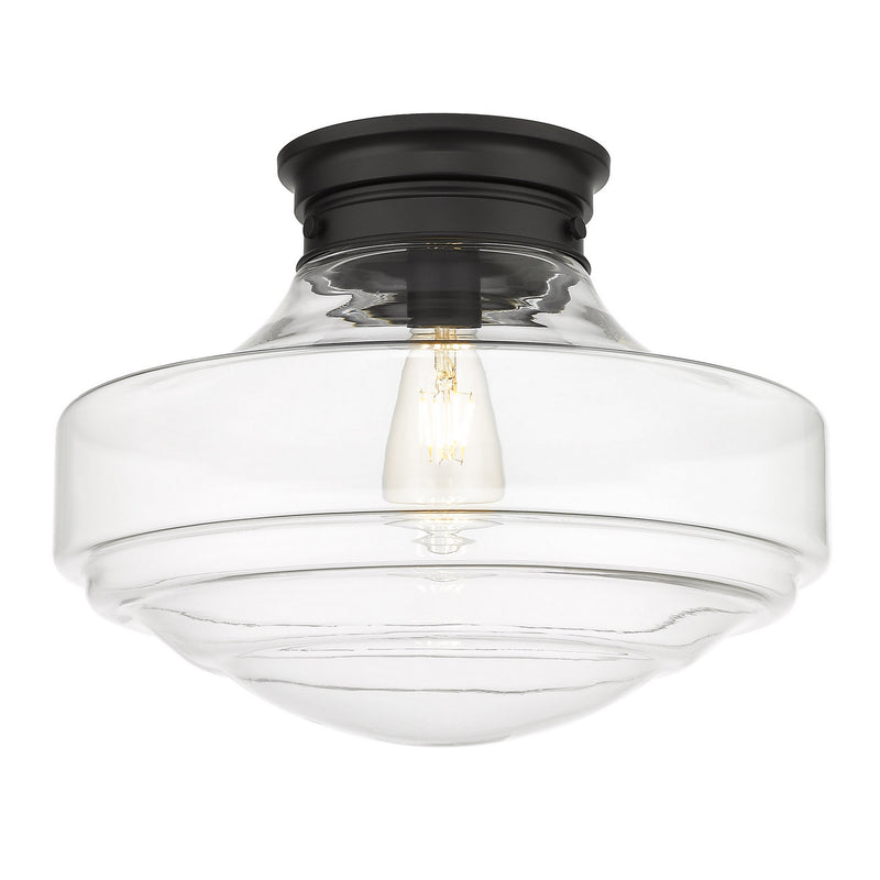 Golden 0508-LSF BLK-CLR One Light Semi-Flush Mount, Matte Black