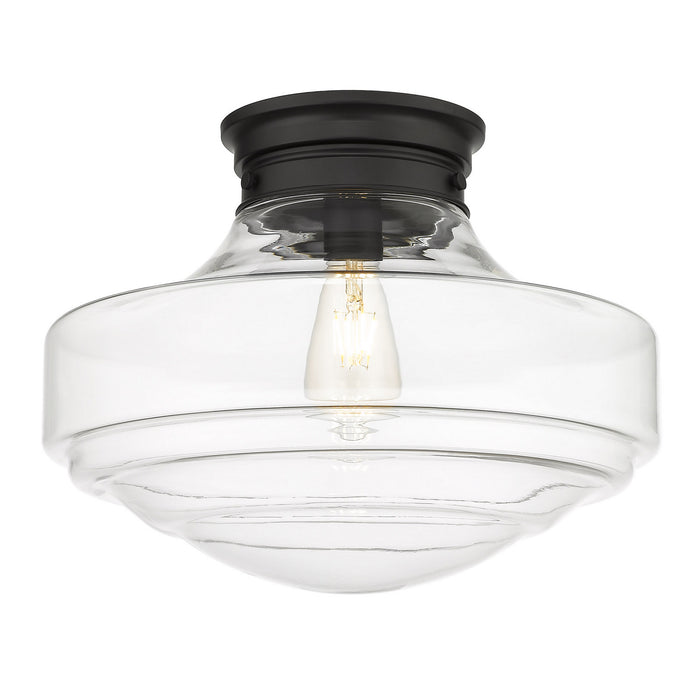 Golden 0508-LSF BLK-CLR One Light Semi-Flush Mount, Matte Black
