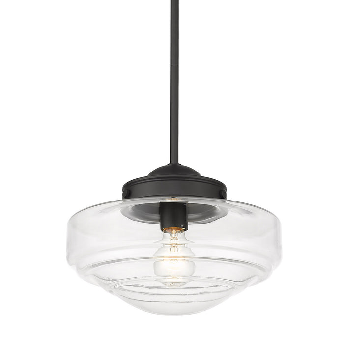 Golden 0508-M BLK-CLR One Light Pendant, Matte Black