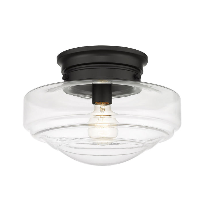 Golden 0508-SF BLK-CLR One Light Semi-Flush Mount, Matte Black