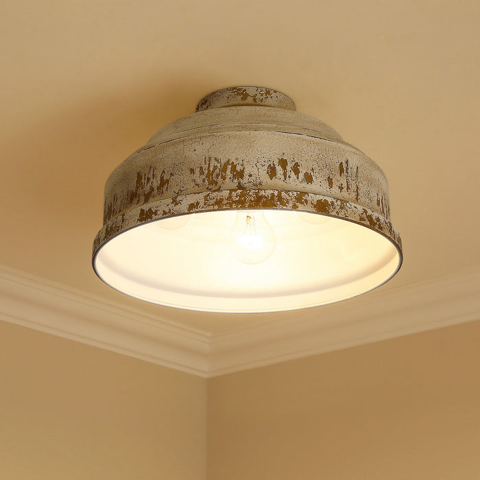 Golden 0806-FM AI Three Light Flush Mount, Antique Ivory