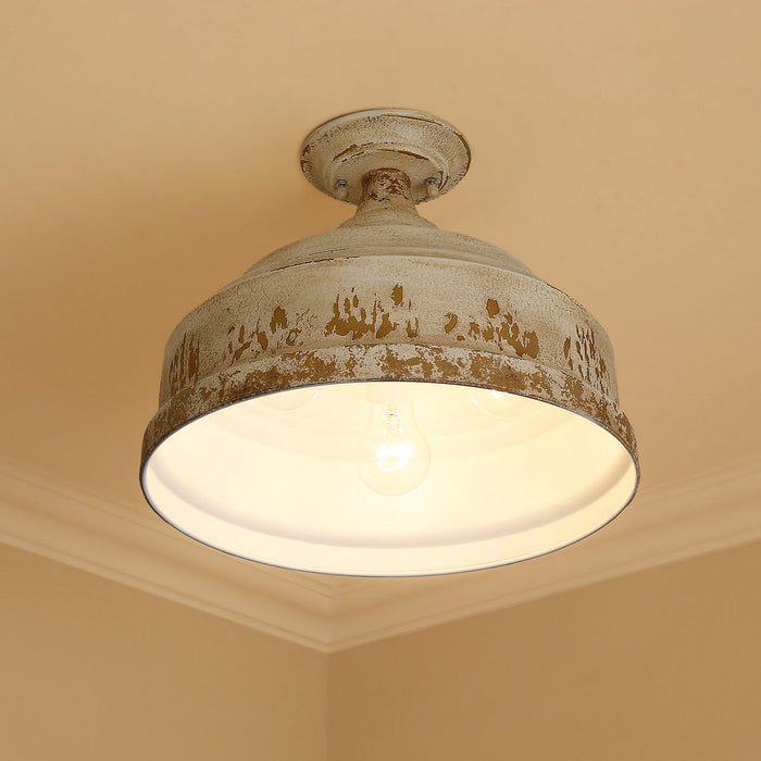 Golden 0806-SF AI Three Light Semi-Flush Mount, Antique Ivory