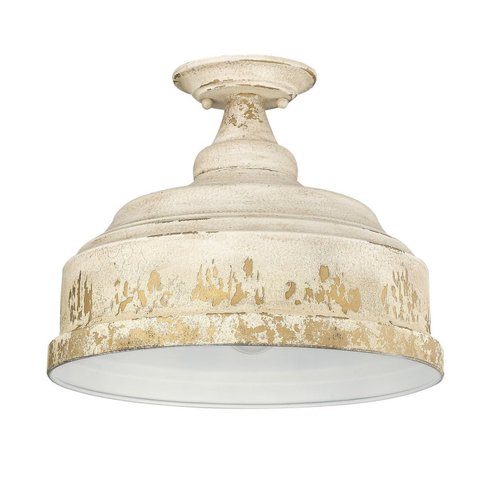 Golden 0806-SF AI Three Light Semi-Flush Mount, Antique Ivory