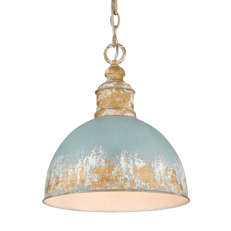 Golden 0809-M VG-TEAL One Light Pendant, Vintage Gold