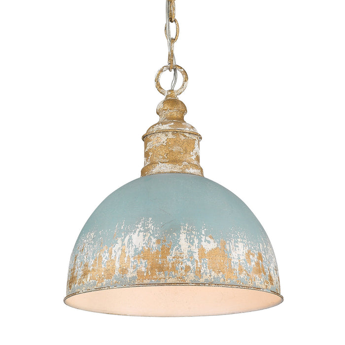 Golden 0809-M VG-TEAL One Light Pendant, Vintage Gold