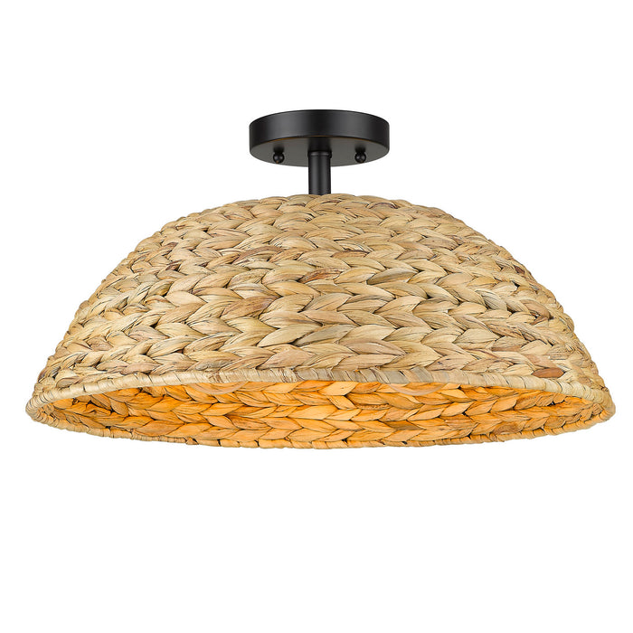 Golden 1081-SF BLK-WSG Three Light Semi-Flush Mount, Matte Black