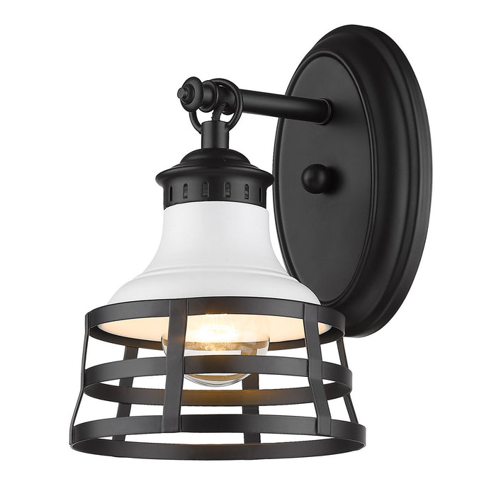 Golden 1109-1W BLK-WHT One Light Wall Sconce, Matte Black