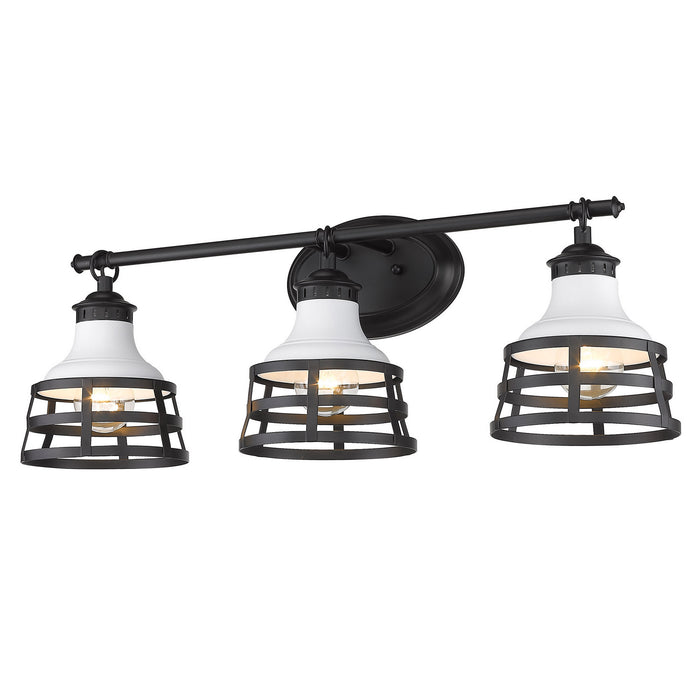 Golden 1109-BA3 BLK-WHT Three Light Bath Vanity, Matte Black