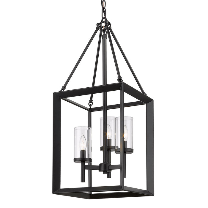 Golden 2073-3P BLK-CLR Three Light Pendant, Matte Black