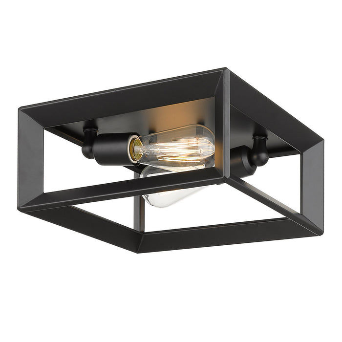 Golden 2073-FM BLK Two Light Flush Mount, Matte Black