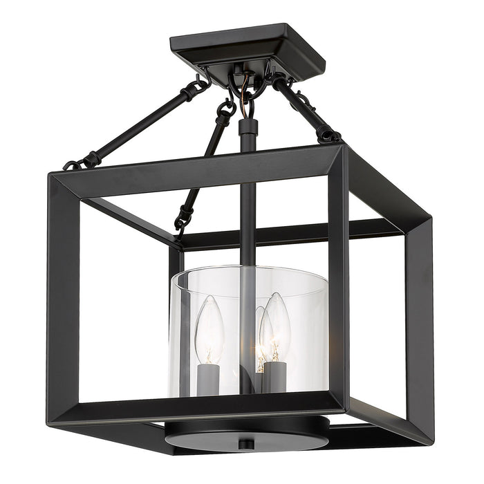 Golden 2073-SF BLK-CLR Three Light Semi-Flush Mount, Matte Black