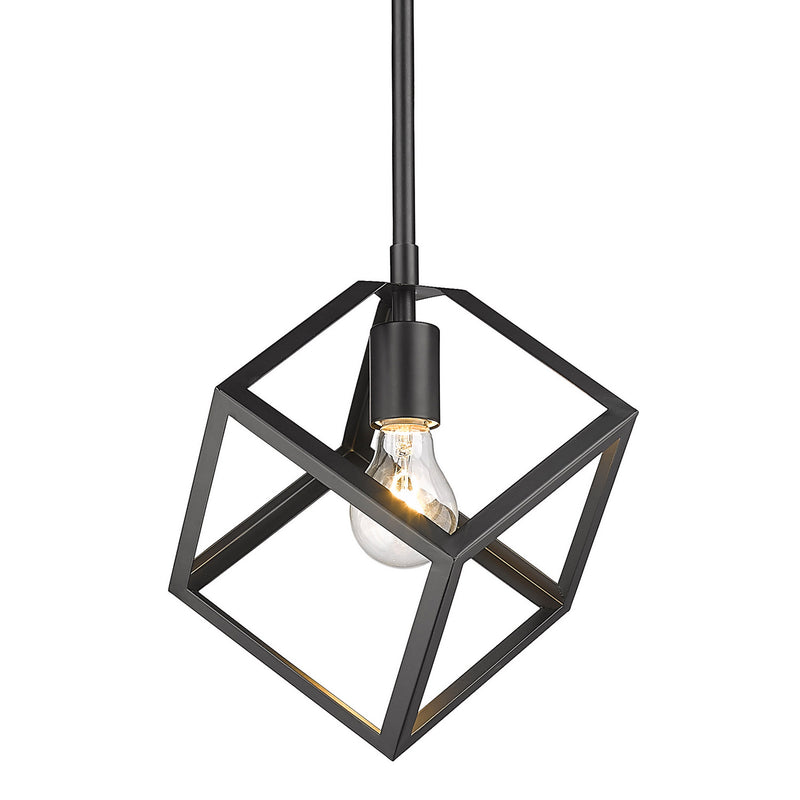 Golden 2086-M1L BLK One Light Mini Pendant, Matte Black