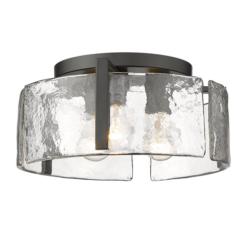 Golden 3164-FM BLK-HWG Three Light Flush Mount, Matte Black