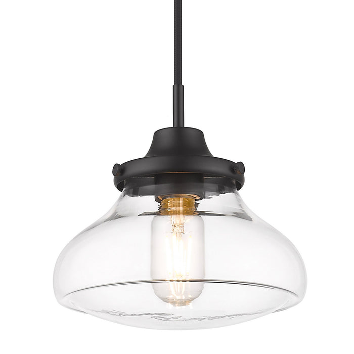 Golden 3419-S BLK-CLR One Light Pendant, Matte Black