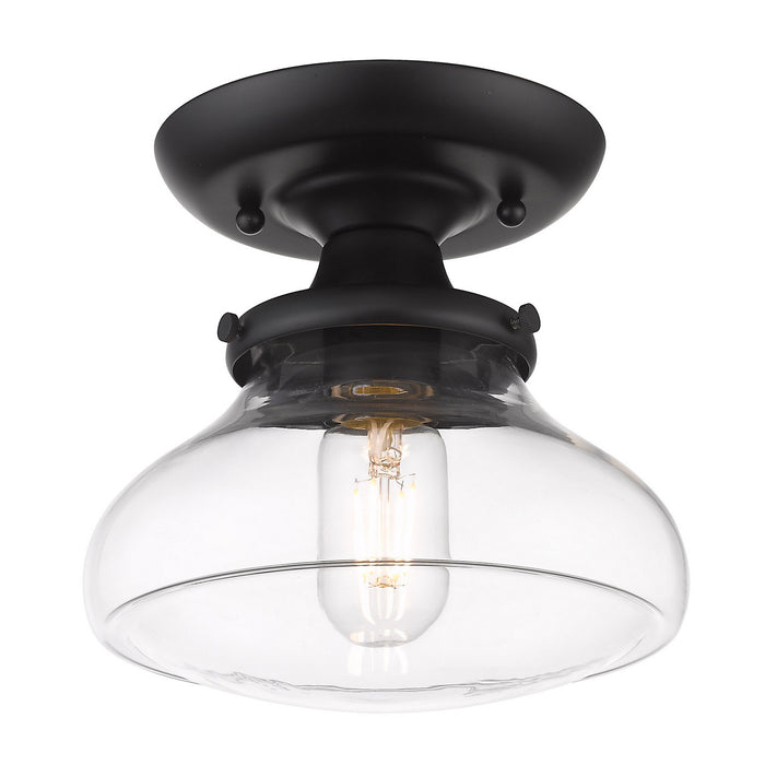 Golden 3419-SF BLK-CLR One Light Semi-Flush Mount, Matte Black