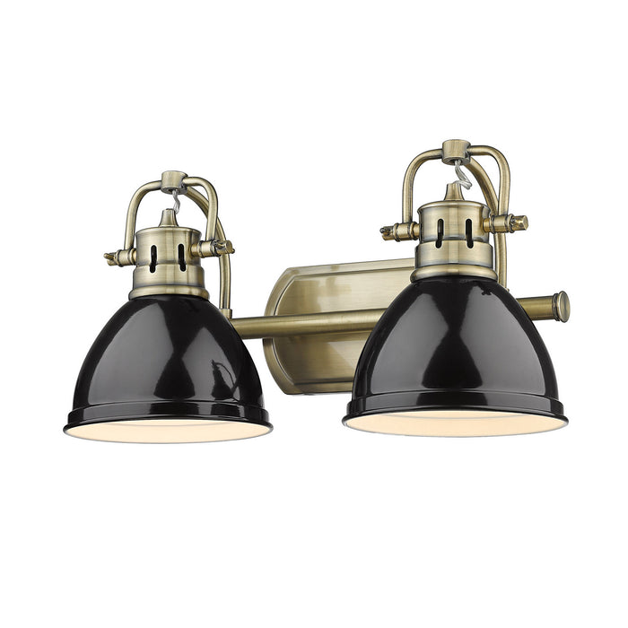 Golden 3602-BA2 AB-BK Two Light Bath Vanity, Aged Brass