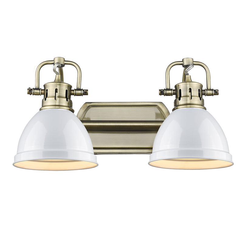 Golden 3602-BA2 AB-WH Two Light Bath Vanity, Aged Brass
