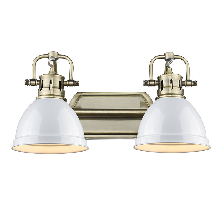 Golden 3602-BA2 AB-WH Two Light Bath Vanity, Aged Brass