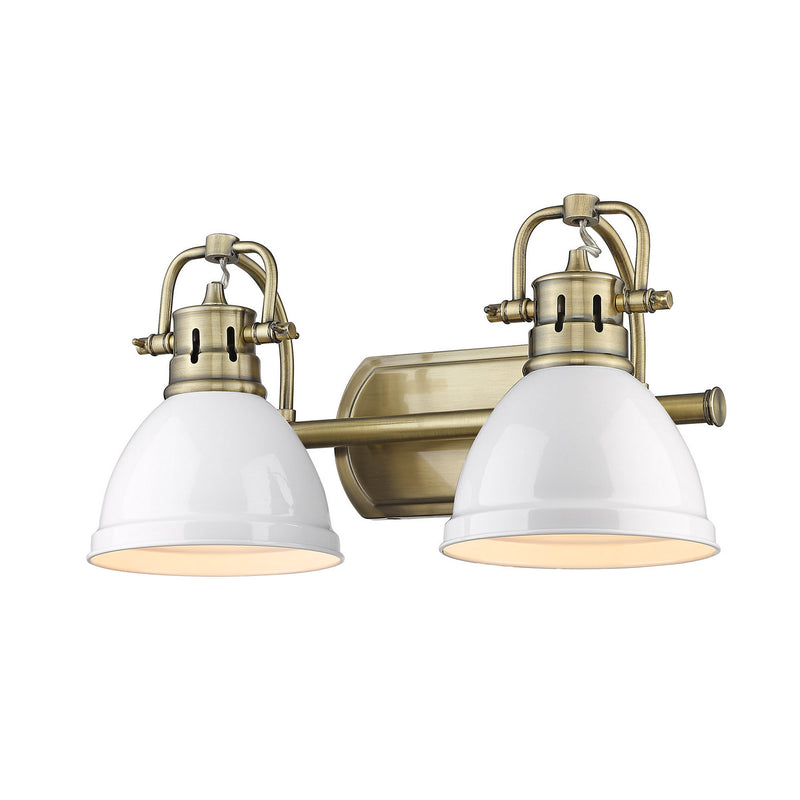 Golden 3602-BA2 AB-WHT Two Light Bath Vanity, Aged Brass