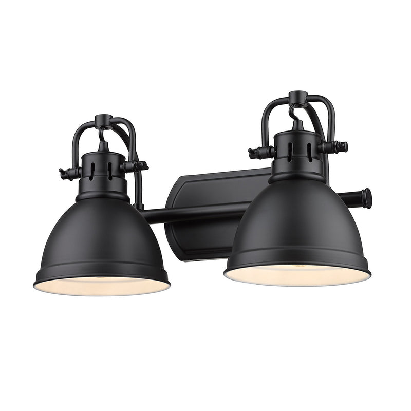 Golden 3602-BA2 BLK-BLK Two Light Bath Vanity, Matte Black