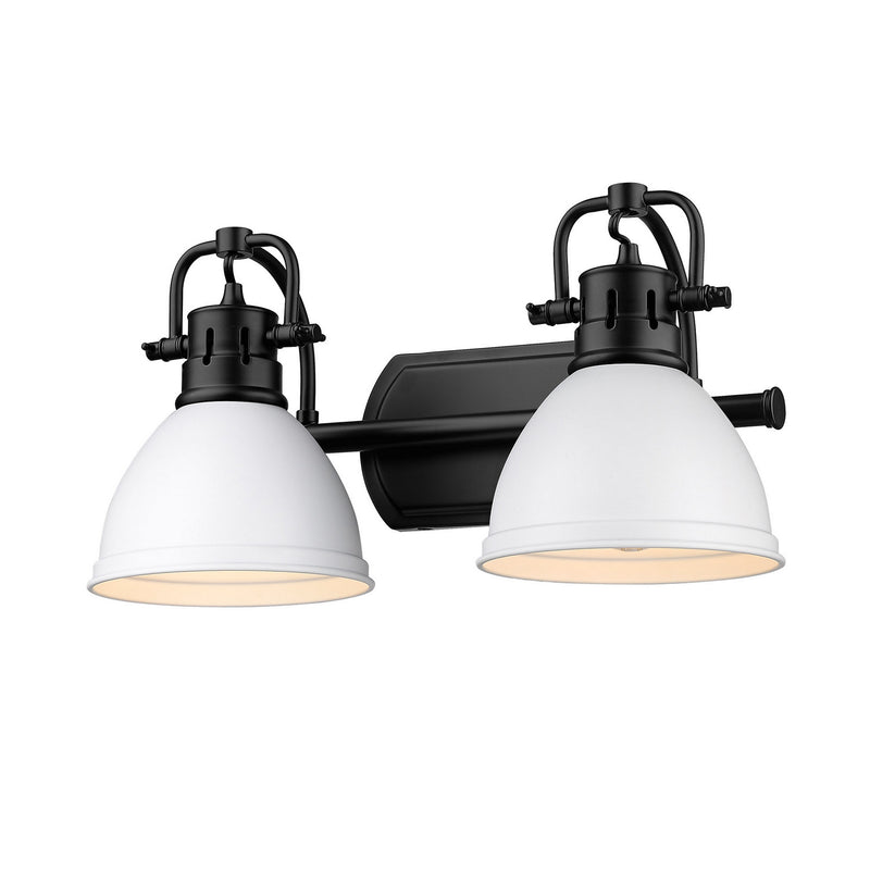Golden 3602-BA2 BLK-WHT Two Light Bath Vanity, Matte Black