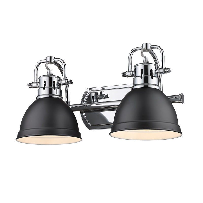 Golden 3602-BA2 CH-BLK Two Light Bath Vanity, Chrome