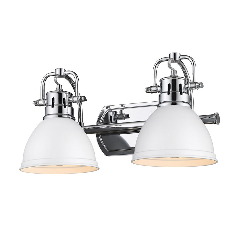Golden 3602-BA2 CH-WHT Two Light Bath Vanity, Chrome
