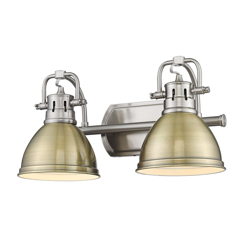Golden 3602-BA2 PW-AB Two Light Bath Vanity, Pewter